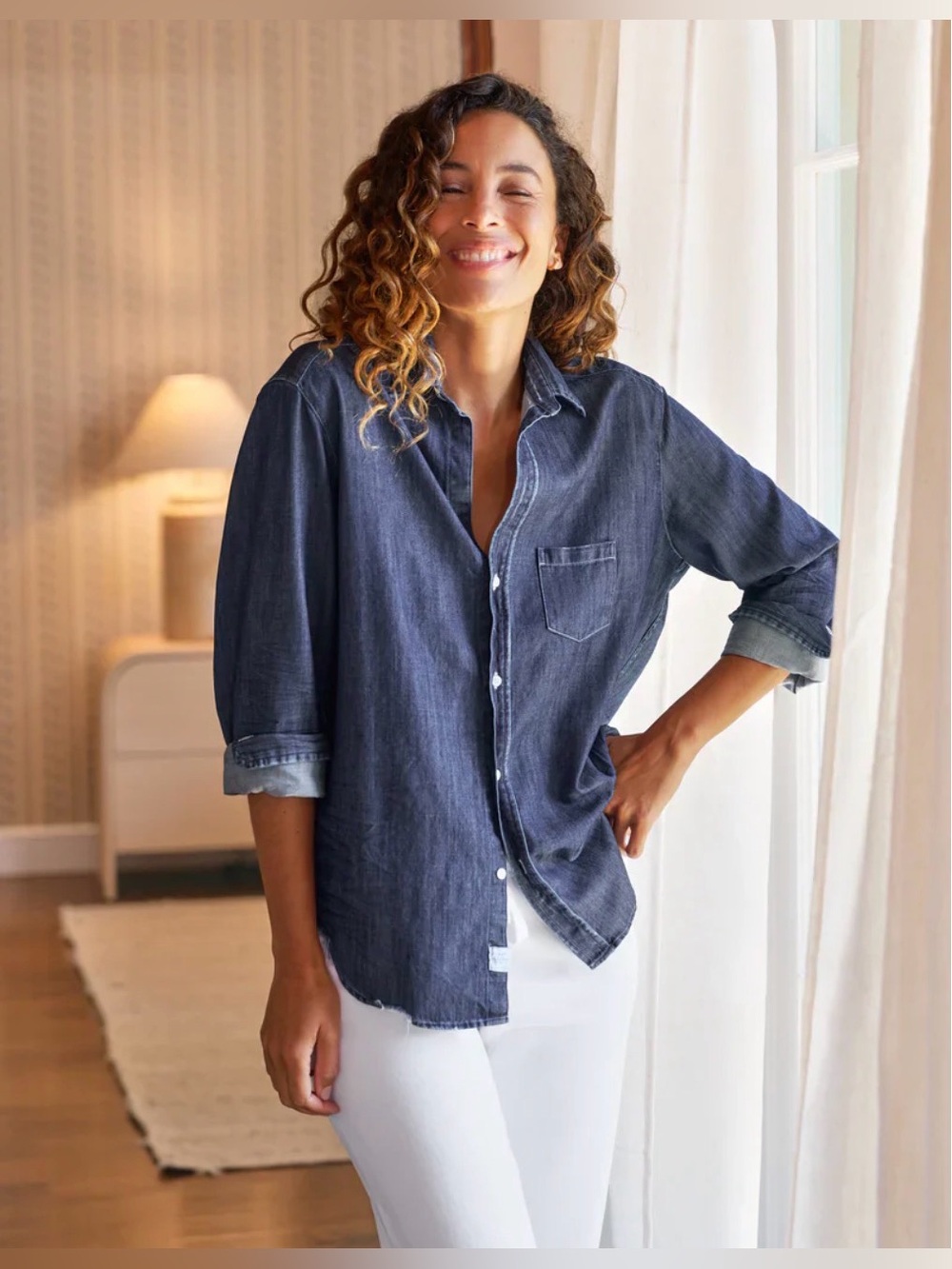 Frank & Eileen Eileen Relaxed Button-Up Shirt Vintage Dark Indigo Wash
